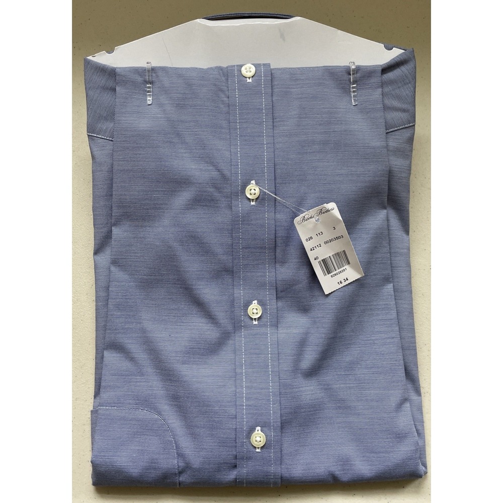 NWT Brooks Brothers 1818 Blue Button Down Dress Shirt Mens 16 34 Regent Fit - Picture 7 of 9